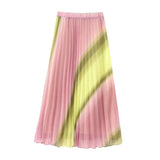 Tie Dye Pleated Skirt Women High Waist Midi Skirt Woman Stylish Long Skirts For Women Fashion 2023 Summer Elegant