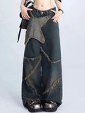 boyfriend jeans with raw hem and star