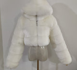 Fur Imitation Fox Stitching Hooded Long