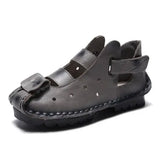 2021 Summer Soft Bottom Flat Genuine Leather Women Shoes Personality Leisure Women Sandals Retro Handmade Sandals