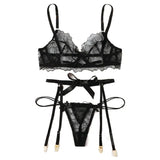 Bra G-String Garter Suit Womens Sexy Lingerie Lace Top Bra Set Lady Thong Underwear Set Female Fashion Top Erotic