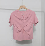 Design-Sense Short-Sleeved Back Hollow T-Shirt For Women's Summer New Body-Repair Short Small Shirt