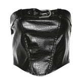 2024 Summer New Women's Retro Hottie Snake Skin Buckle Wrapped Chest To Close The Waist Umbilled
