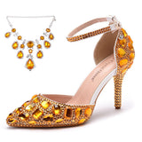 Tuxedo Diamond Wedding Shoes 9 Fine Heel Pointed Sandals Luxury Water Drill Wedding Shoes