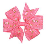 Printed Flower Hair Bows With Clip For Baby Girls Grosgrain Ribbon Boutique Hair Clip Barrettes Hair Accessories