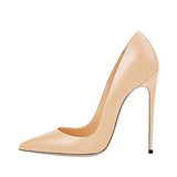 High Heels Women Shoes Pumps 12 cm Stilettos Shoes For Women PU Leather Wedding Shoes brown nude black YG001