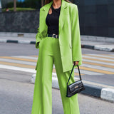 Spot 2025 Autumn / Winter New Solid Color Long Sleeve Women's Street Shot Two Casual Suit