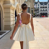 Zingj Hot Girl Wind Back Hollow Out Lace Princess Dress Solid Color U Collar High Waist A Word Line Dress Short