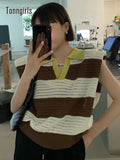 Patchwork Knitted Striped Tank Top Sleeveless Summer Top Korean Fashion 2022 New Harajuku Streetwear Tanktop