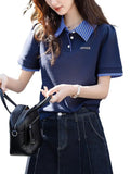 Style Collar 25 Summer Sunshine Cotton T-Shirt Letter Embroidered With Stifling T-Shirt