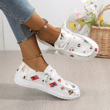 Pea Shoes Women's Christmas Printed Shoes 2023 Autumn And Winter New Women's Shoes With Round
