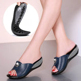 2021 Summer Platform Flip Flops Fashion Beach Shoes Woman Anti-slip Genuine Leather Sandals Women Slippers