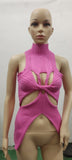 Zingj Irregular Sleeveless Hollow Out Kink Wool Woven Vest Women's Fashion Half High Collar Solid Color Crop Top-Outfit