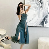 Women's 2025 Spring And Summer New Cowboy Dress Mid-Summer Mid-Scared Dress High-Rise Bra