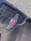 Jeans Vintage Hip-Hop Baggy Jeans Menswear Gothic Trousers With High Waist And Wide