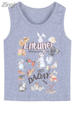 Cartoon Tanks Crop Tops Slim Fit Summer Short Y2k Rabbit Vintage Print Camis Women Sleeveless Tank Chic High