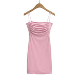 Zingj Trendy Women's Dress Sexy Flat Mouth Halter Skirt Summer New Pure Swinging Collar Pleated Buttocks