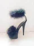 Zingj Model High Heels With Sexy Black Waterproof Platform Hate Day High With Fur Sandals Female