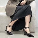Zingj Spring / Summer Runway Show New Wedge Pointed Red High-Heeled Shoes Female Patent Leather Sexy Baotou Personality Sandals Women-Outfit