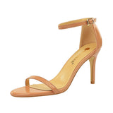 Zingj Fashion Simple Open-Toe With High Heels Patent Leather Sexy