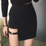 Style Black Hip Skirts Irregular Hem Pencil Micro Mini Skirt Sexy Slim Women Party Skirts Black Bodycon Short