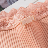 new thread cotton Japanese bow women's underwear solid color breathable waist size girls briefs plus