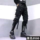 Leg Embroidery Overalls Men's New Dark Trend Big Pocket Ribbon Loose Feet Harlan Pants