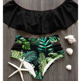 High Waist Bikinis 2021 New Print Swimwear Women Swimsuit Shoulder Ruffle Bathing Suits Beach Wear Push Up Biquini