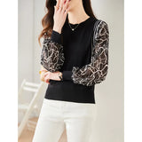 Shot Spring And Autumn New Design Sense Unique False Two Clothing Chiffon Stitching Sweater