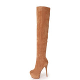 Women Winter Boots Super High Heel Over The Knee Boots Fashion Platform Zipper Boots Warm Fur Snow Boots Female Shoes Blue