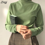 collar Soft warm bottoming shirt Sweater female autumn wild long-sleeved T-shirt tight-fitting chic tops