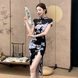 Style Sexy Banquet Dress New Want To Improve The Cheongsam Retro Print Feel National Style