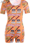 Women Sexy V-Neck Bodycon Bodysuit Casual Printed Button Sleepwear Jumpsuit Shorts Romper Leotard Sexy Ladies Summer Pajamas