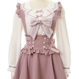 Kawaii Fashion High Waist Suspender Skirts Womens Sweet Bow Jupe Femme 2024 Summer Y2k Cute Falda