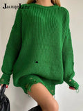 O Neck Oversized Mini Knitted Women Sweater Dress Autumn Winter Long Sleeve Elegant Street Casual Loose