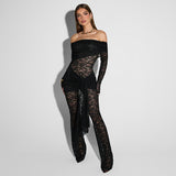 2025 New Women's Hottie Sexy Lace Hollow Perspective Body Jumpsuit