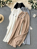 Senior Casual Knit Pants High Waist Drawstring Soft Streetwear Autumn Women Solid Fashion Wide Legs Straight