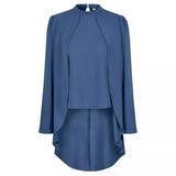 Autumn And Winter Casual Women's Wear Trend Solid Color Half High Collar Long Sleeves Fake Two Shirts