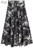 Print Black Long Skirts For Women Fashion 2023 High Waist Midi Skirt Sets Cape Style Beach Summer Skirt Woman Pleated