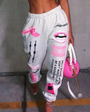 Spring Summer Fashion Lip Letter Graphic Print Casual Harem Sweetpants Women's Harem Pants Loose Femme Streetwear