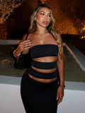 Black Slit Tube Maxi Dress- Outfit