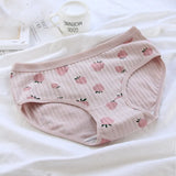Cotton Panties Women Striped Underwear Strawberry pattern Underpants Female Lingerie Low Rise Girls Soft