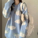 Women Harajuku Lovely Chic Preppy Simple Soft Loose Autumn Spring Teens Knitwear Casual Fashion Korean Girls