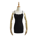 Zingj Trend Spicy Girls Draw Rope Pleated Suspense Dress Lace-Up Waist Show Thin Holiday Bag Buttocks