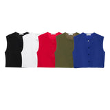 2025 New Women's Fashion Joker Casual Breasoned Vest Top
