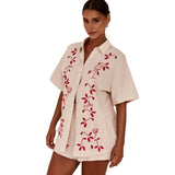 Zingj Spring And Summer New 3D Stereo Embroidery Comfortable Casual Shirt Short
