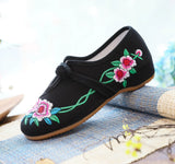 Zingj Chinese Style Retro Plate Buckle Embroidery Female Beef Tendon Bottom Dance Single Shoe Cloth