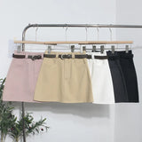 Real Shooting Kin Color High-Rise Thin Bag Hip Skirt 2025 New Hundred With Belt A Short Skirt