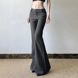 Zingj Wind Pure Color Low Waist Micro La Suit Pants Hot Girl Temperament Commuting Simple And Versatile Show Thin Floor