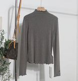 Half High-Necked Bottomed Shirt Women's Autumn And Winter New Bow Embroidery Inside The Top Of The Jacket T-Shirt